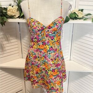 FOR LOVE OR LEMONS NEW Colorful Floral Dress with Straps SIZE SMALL 1323